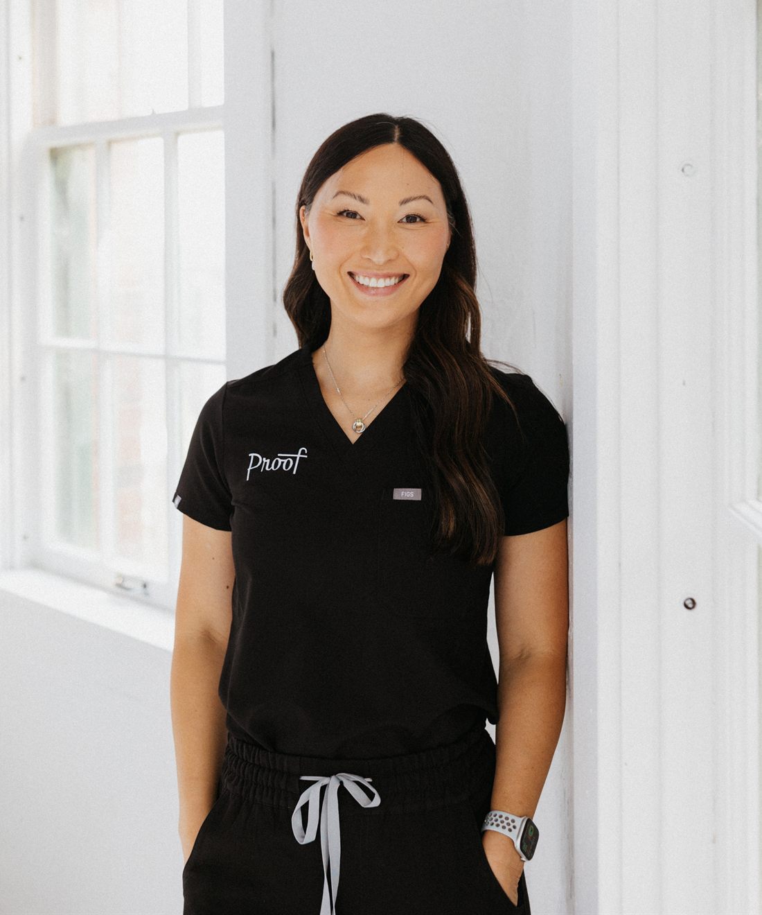 Liz Gilroy, ARNP, founder and medical director of Proof Medical Spa, in Proof scrubs.